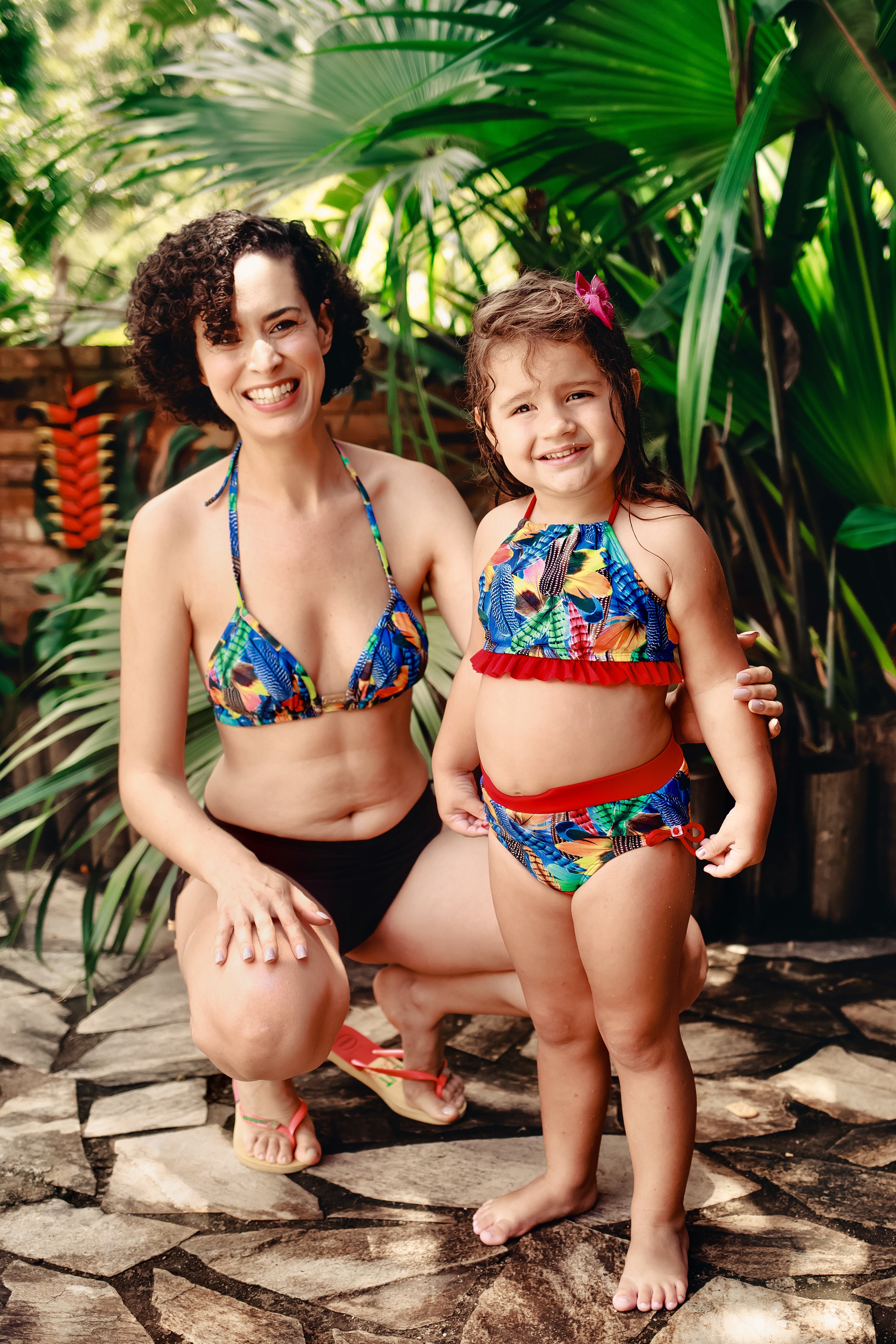 Baby girl bikini set - Bird feathers