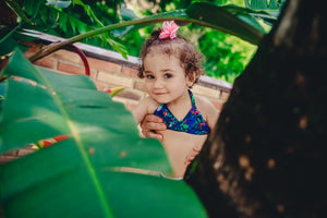 Baby girl bikini set - Bird of Paradise in blue