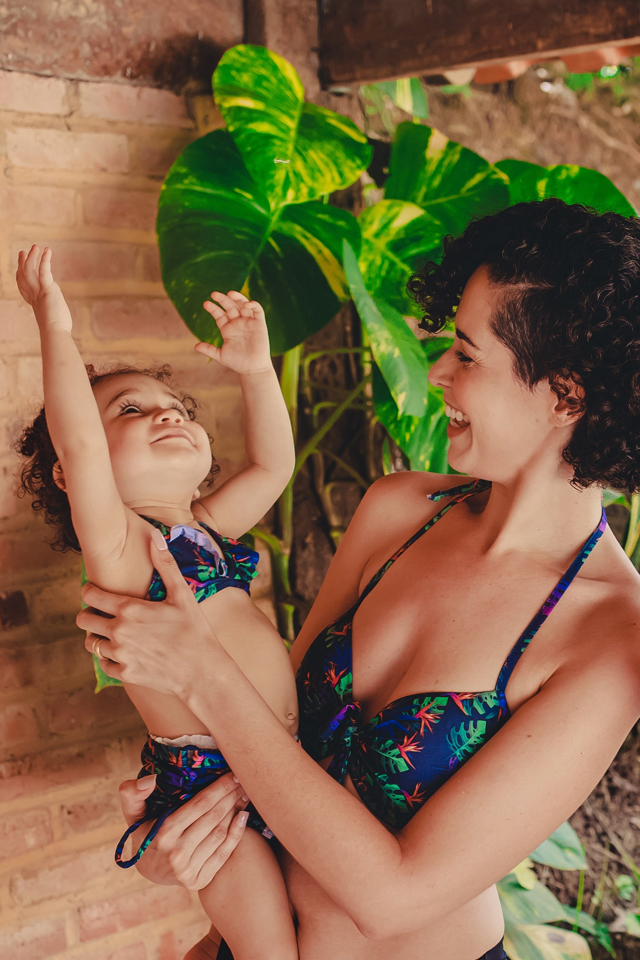 Baby girl bikini set - Bird of Paradise in blue