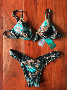 Bikini-Set: Triangel Top und Scrunch Bikinihose - Natur & Jaguar