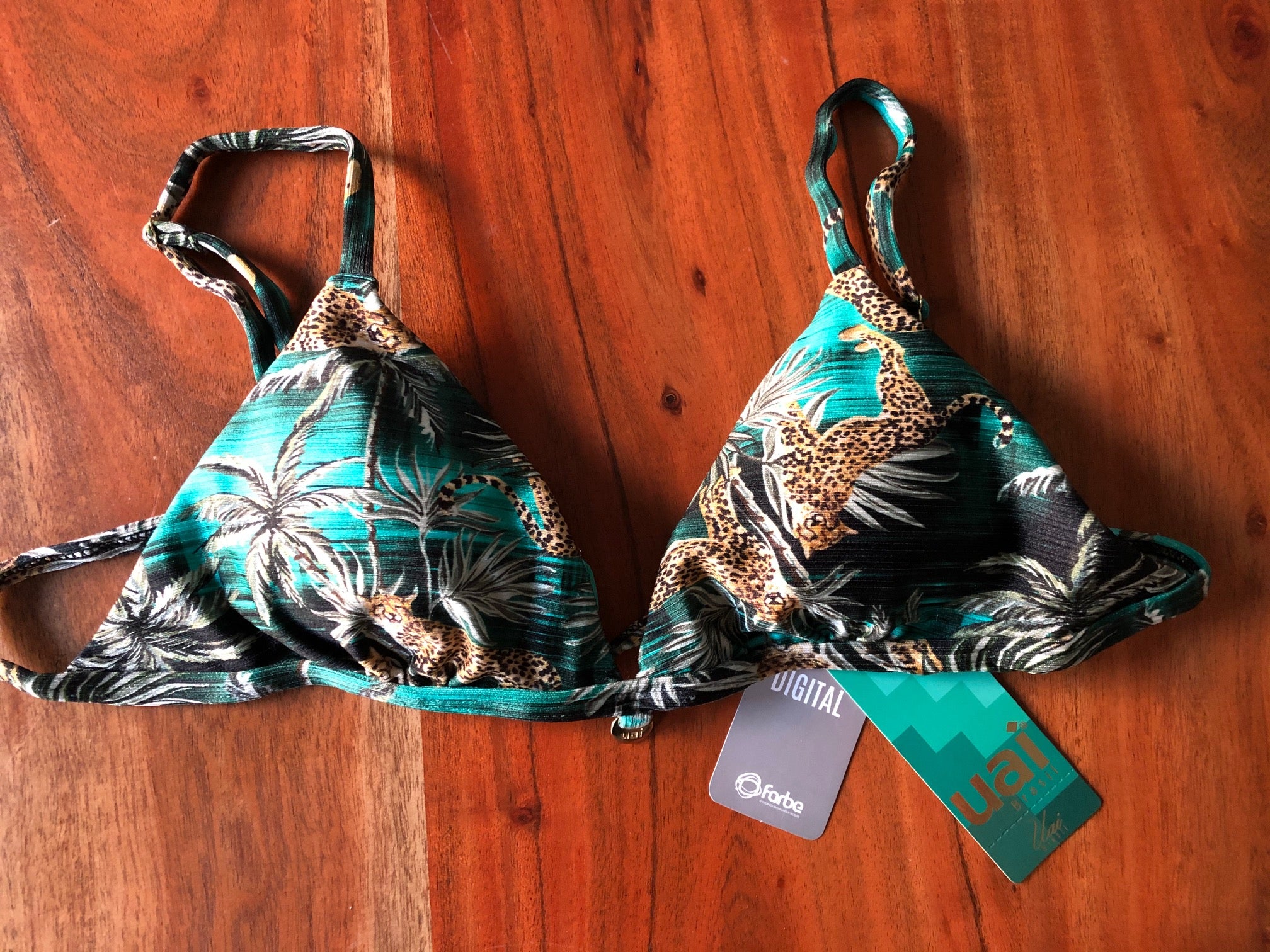 Bikini set: Triangle top and scrunch bikini bottoms - Nature & jaguar