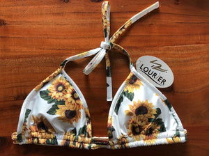 Triangle bikini top with hook at the back - Sunflowers