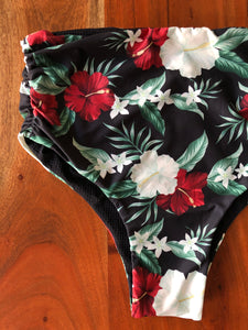 Bikini set with reversible high waisted bottoms - Hibiscus