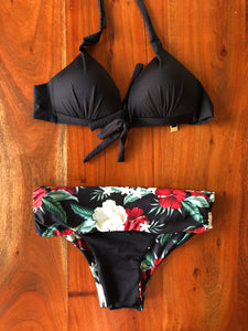 Bikini Set mit double side hoch taillierte Bikinihose - Hibiskus