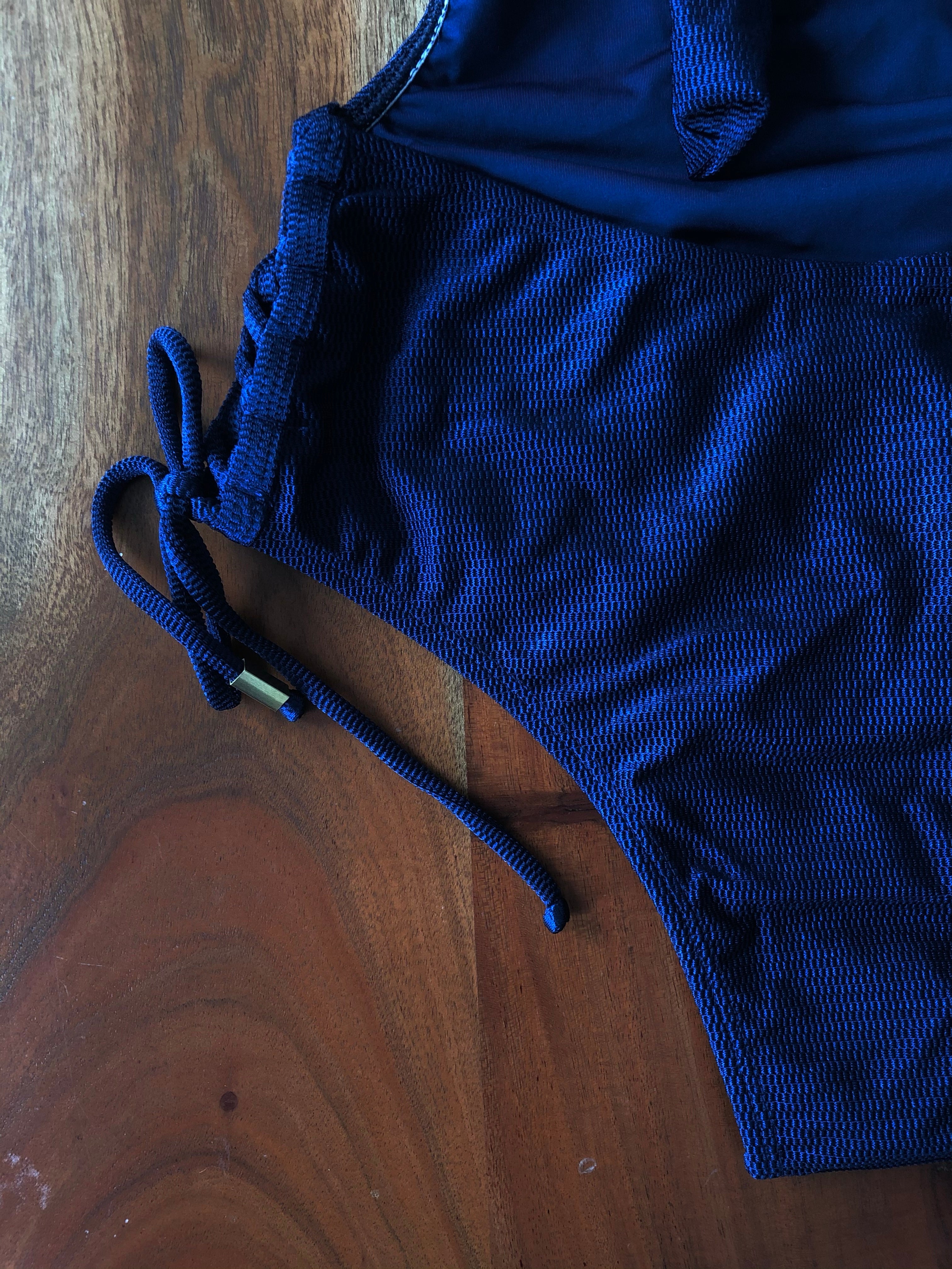 Backless swimsuit with side ties Sizes 40 to 46 - Navy blue 