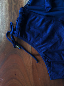 Backless swimsuit with side ties Sizes 40 to 46 - Navy blue 