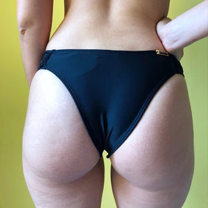 Bikini bottoms with wide and fixed sides - Black